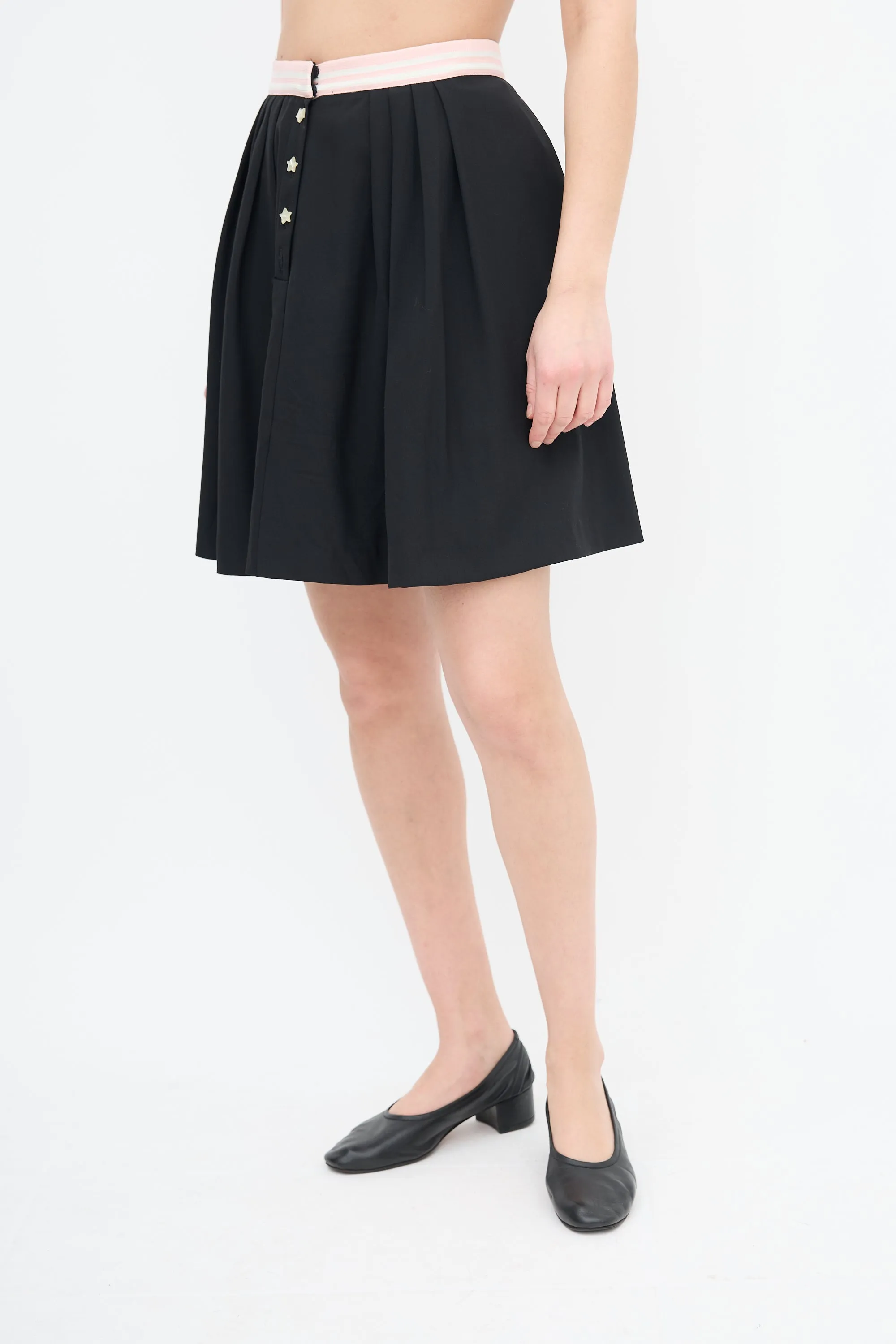 2016 Stripe Trim Pleated Skirt