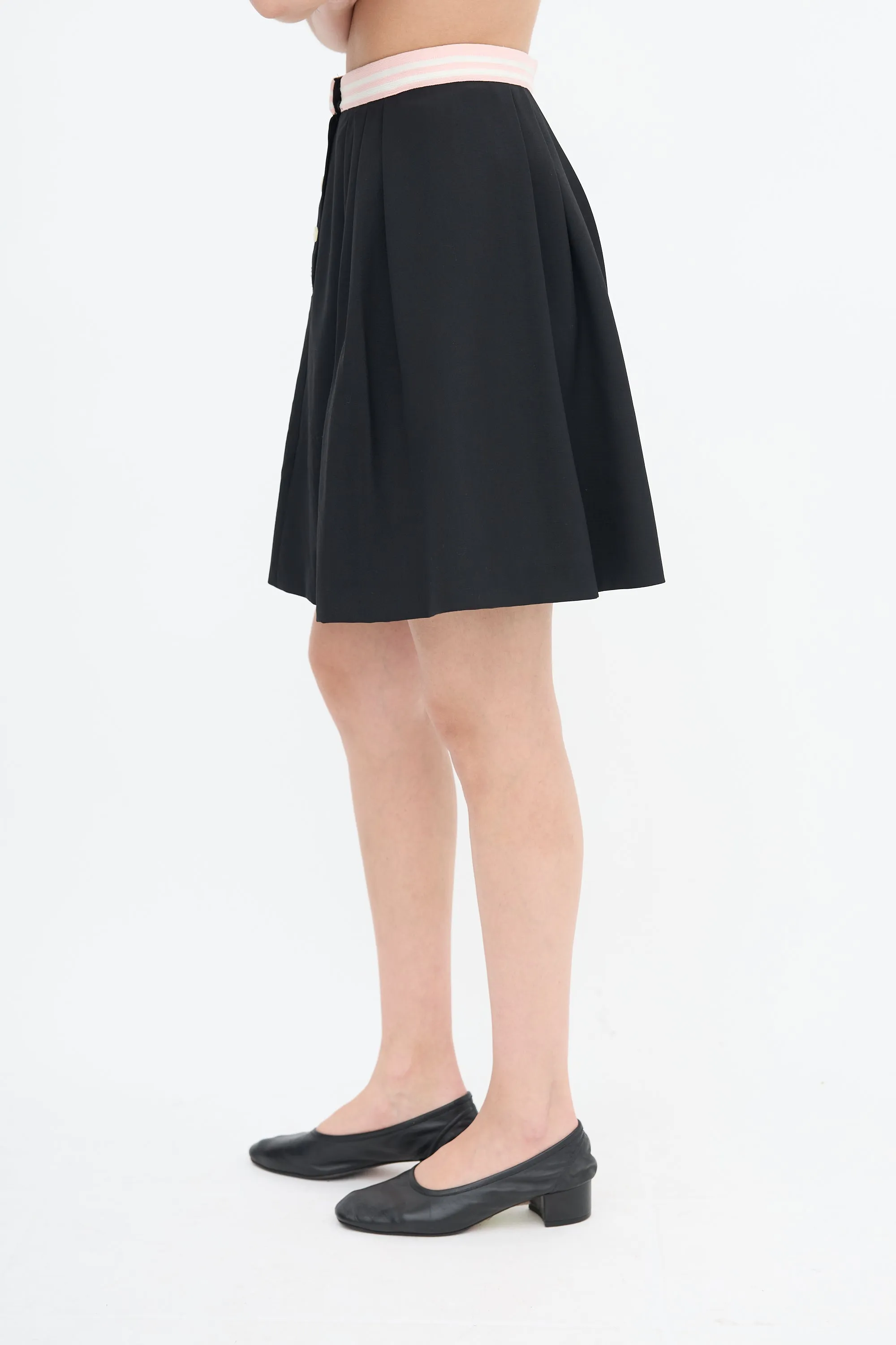 2016 Stripe Trim Pleated Skirt