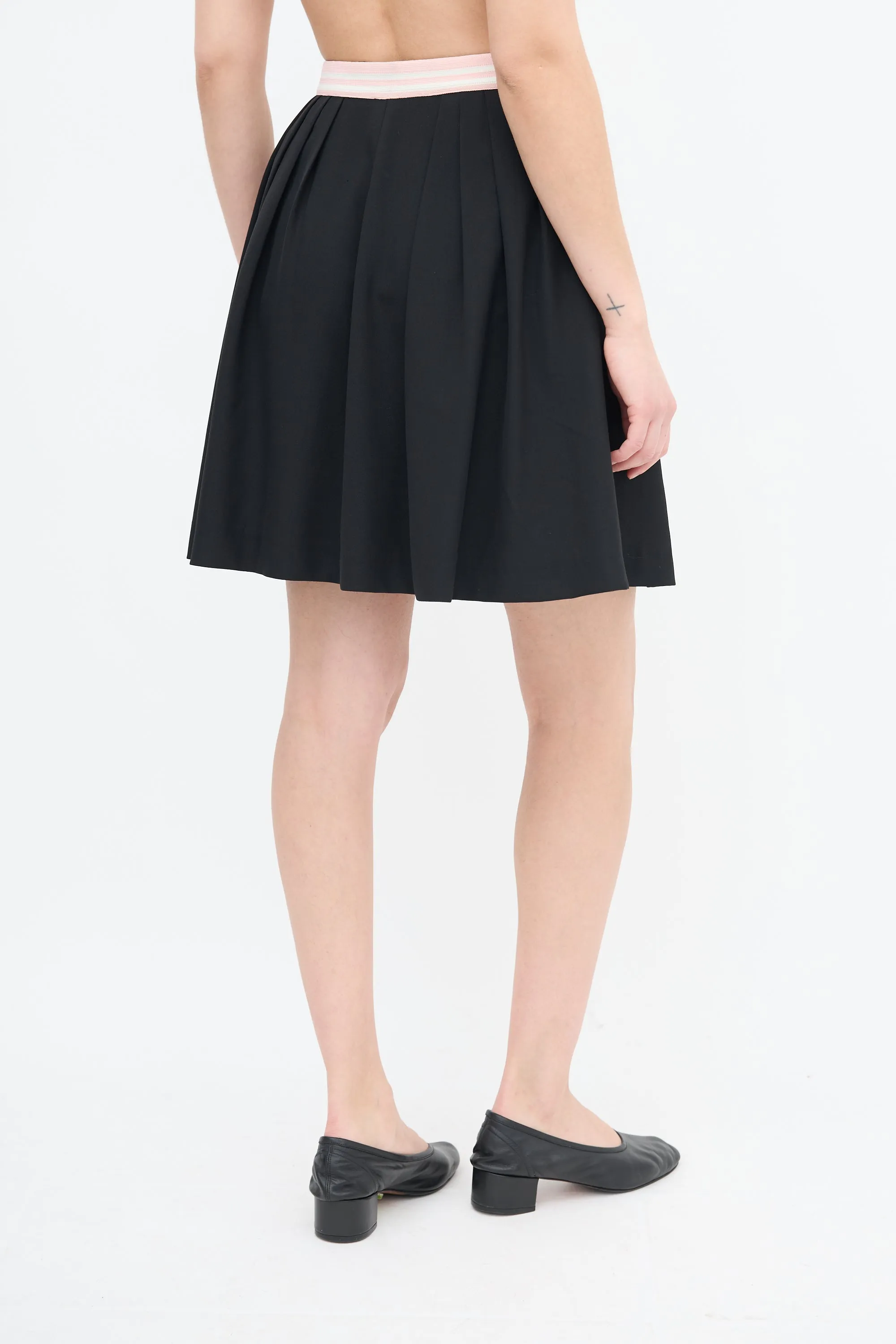 2016 Stripe Trim Pleated Skirt