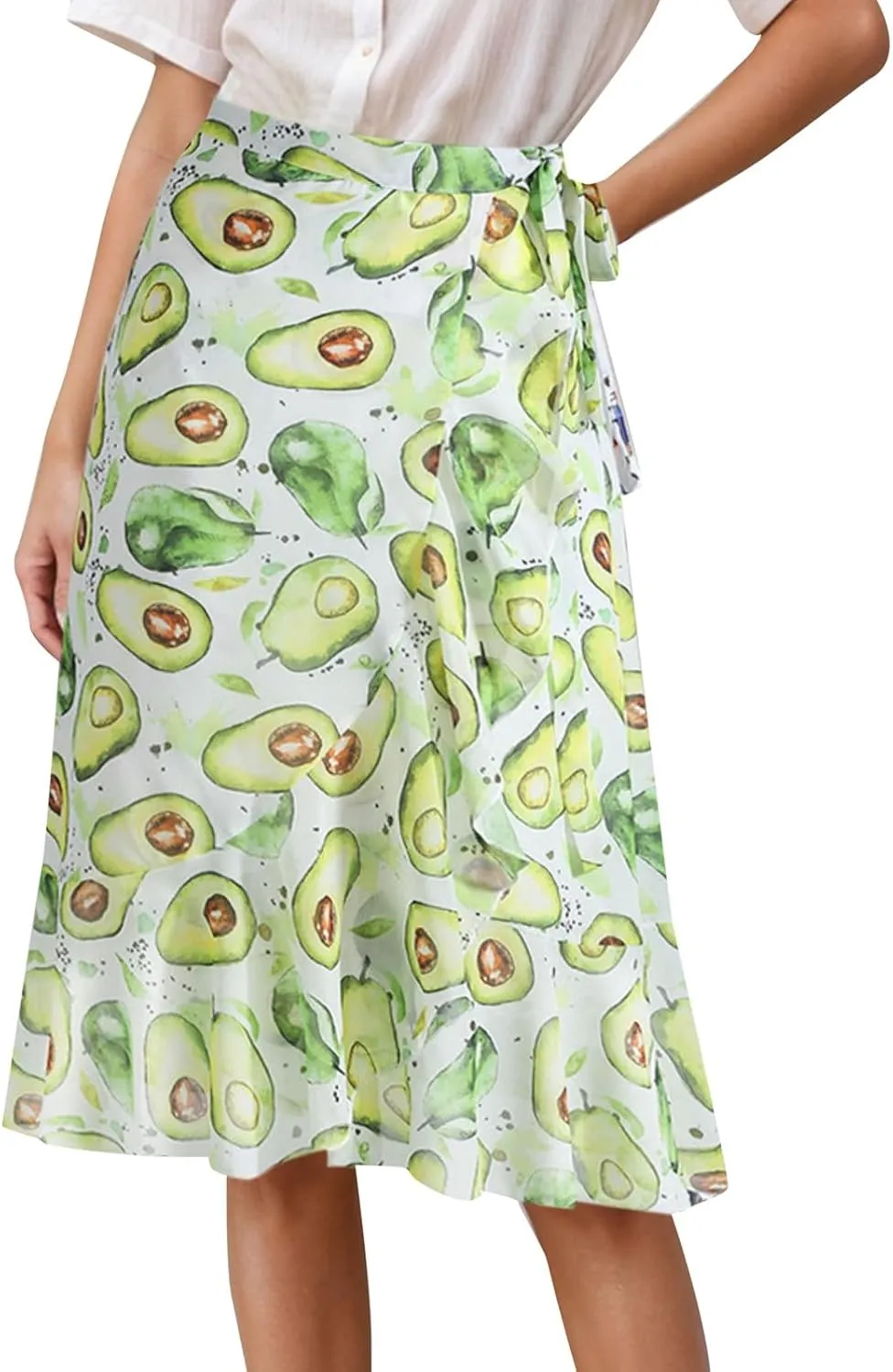 A Line Skirt for Women Funny Graphic Print High Elastic Waist Casual Knee Length Maxi Skirts for Summer Vacation