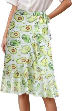 A Line Skirt for Women Funny Graphic Print High Elastic Waist Casual Knee Length Maxi Skirts for Summer Vacation