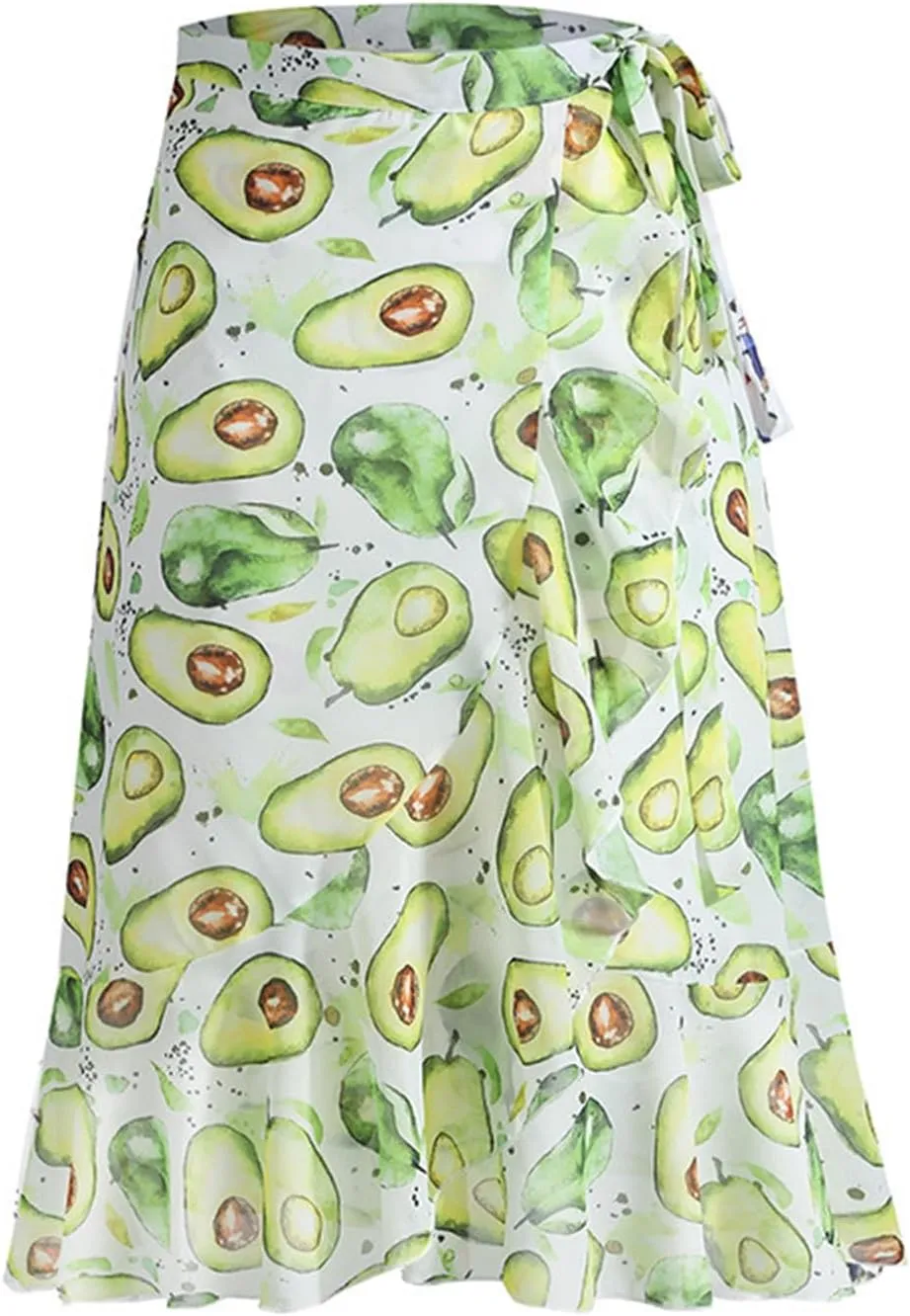 A Line Skirt for Women Funny Graphic Print High Elastic Waist Casual Knee Length Maxi Skirts for Summer Vacation