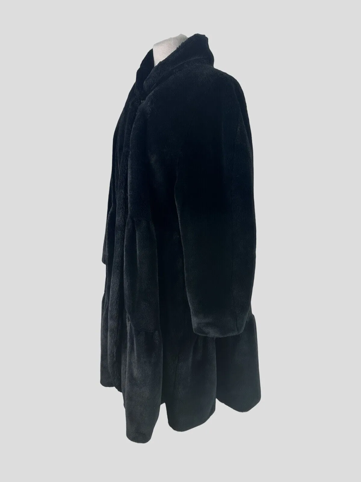 Ainea black faux fur A- line coat size UK10/US6