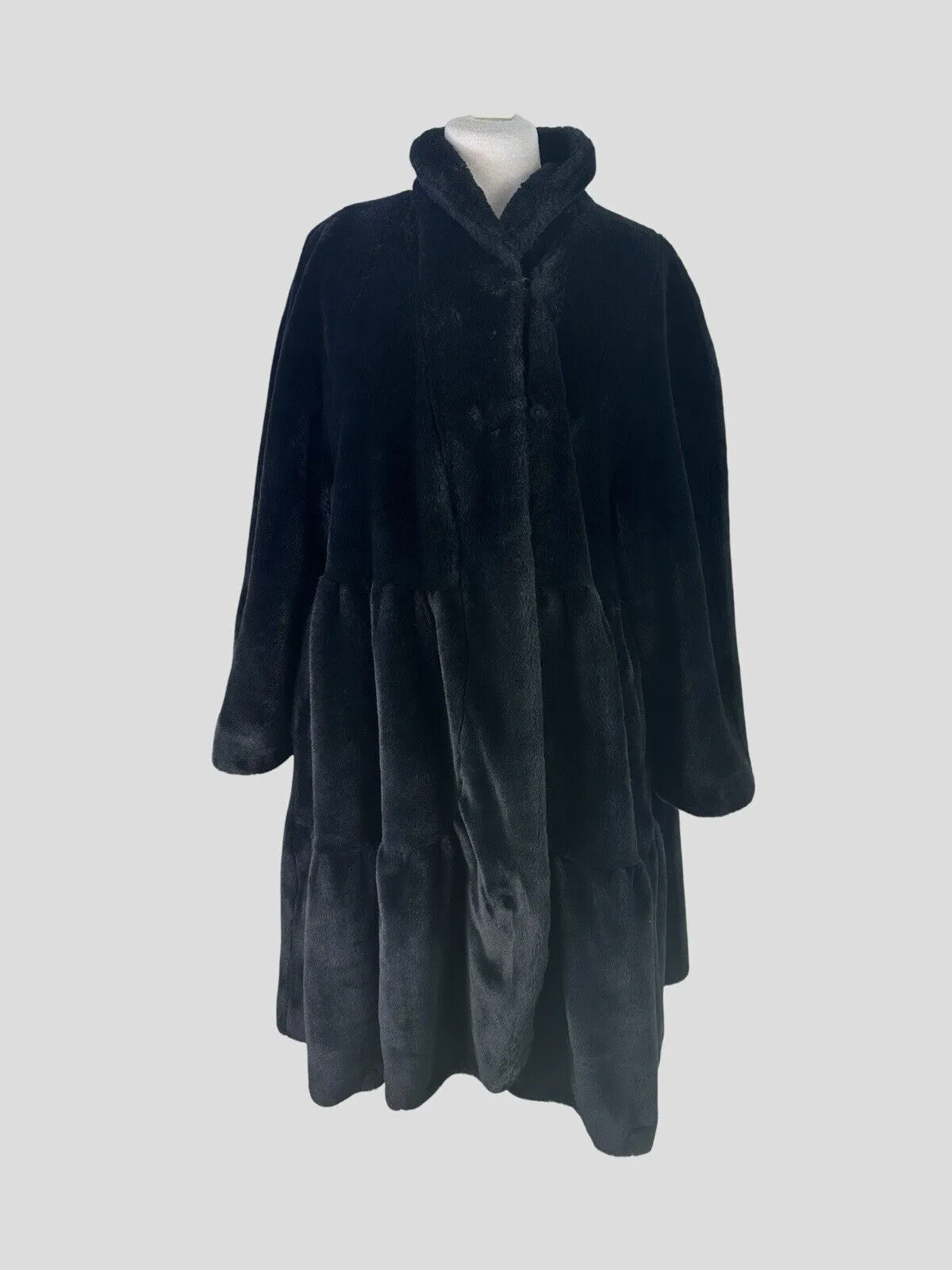 Ainea black faux fur A- line coat size UK10/US6