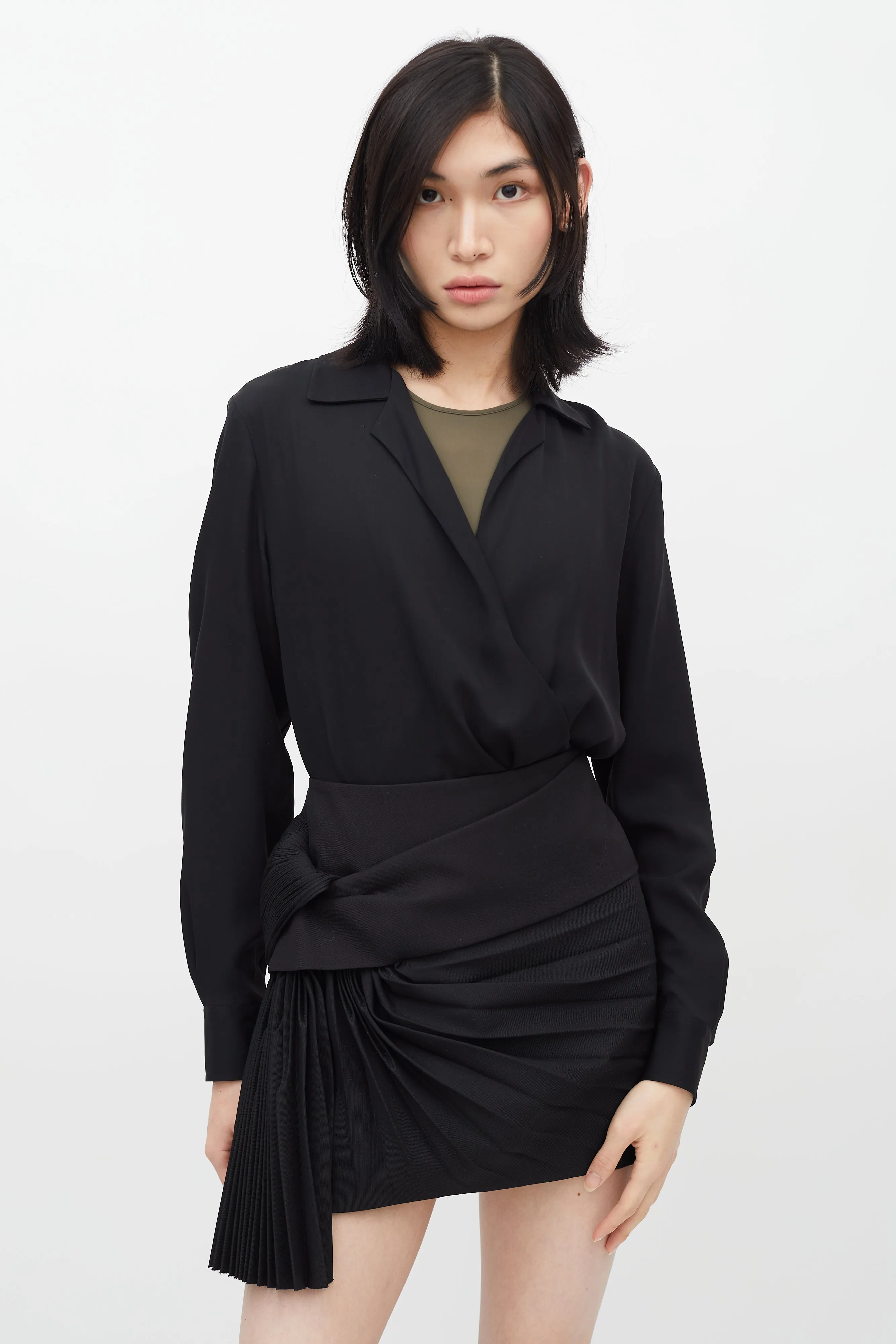 Asymmetrical Pleated Mini Skirt