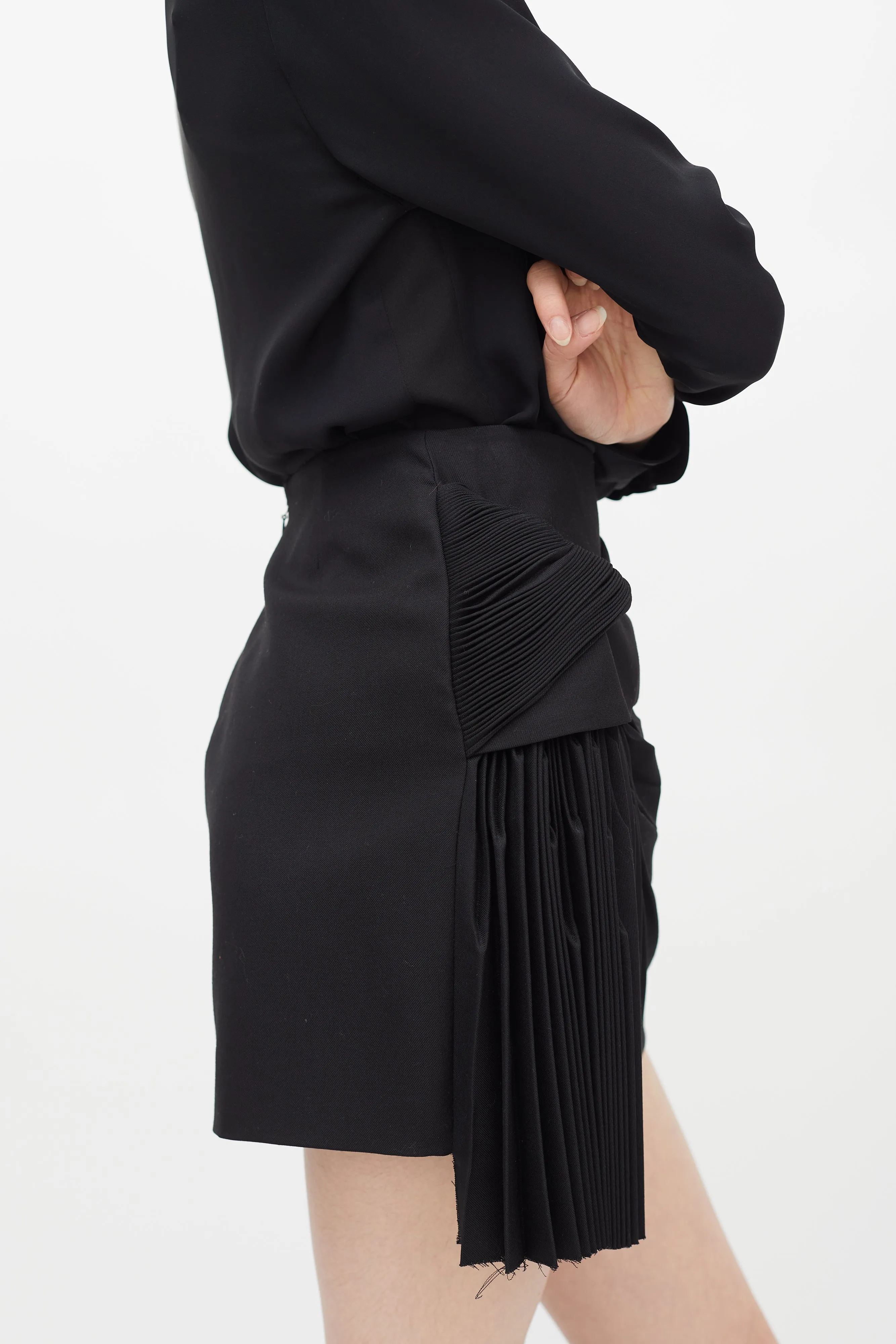 Asymmetrical Pleated Mini Skirt