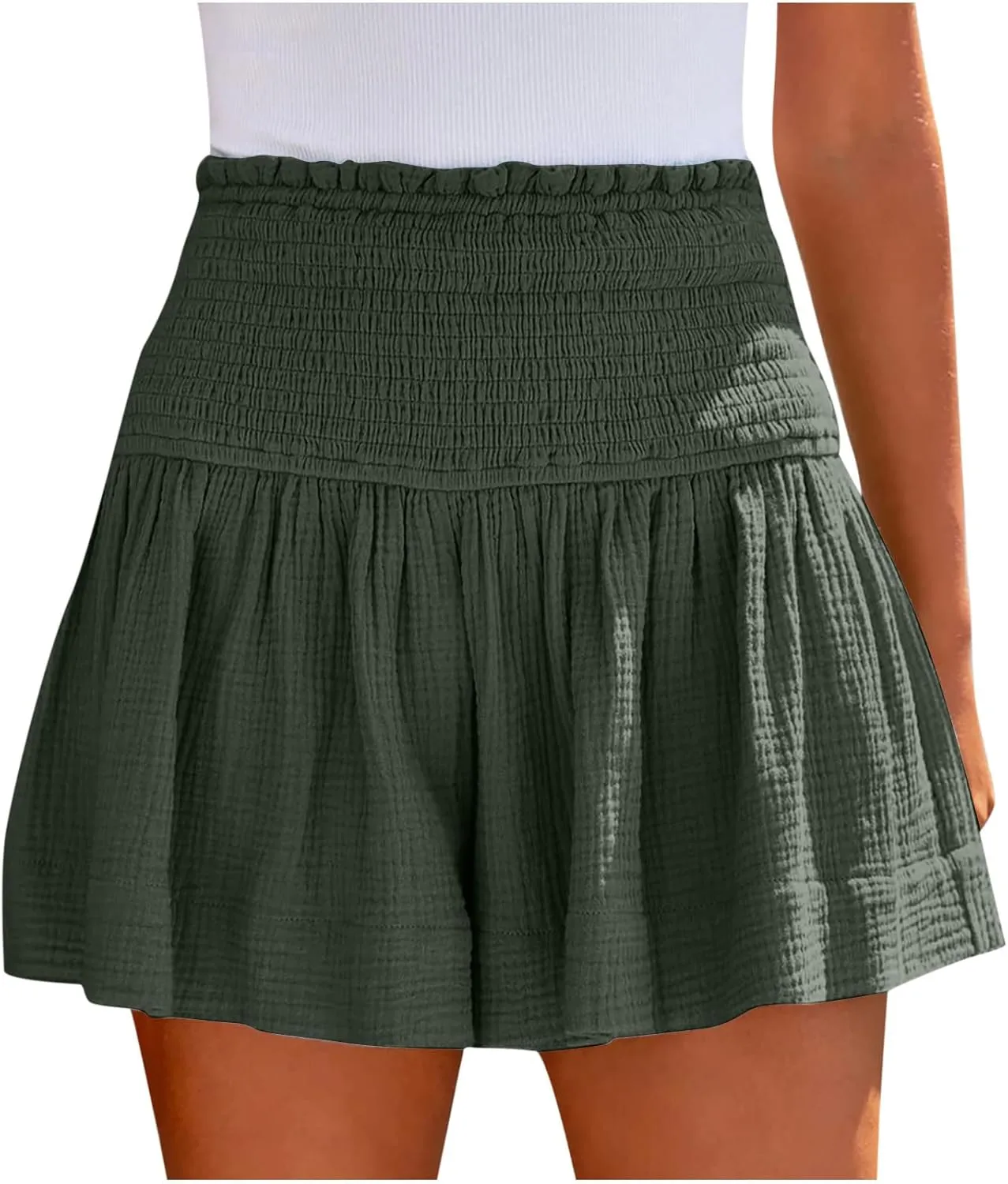 Boho Shorts for Women 2024 Fashion Elastic high Waisted Flowy Shorts Summer Casual Cute Comfy Short Lounge Shorts