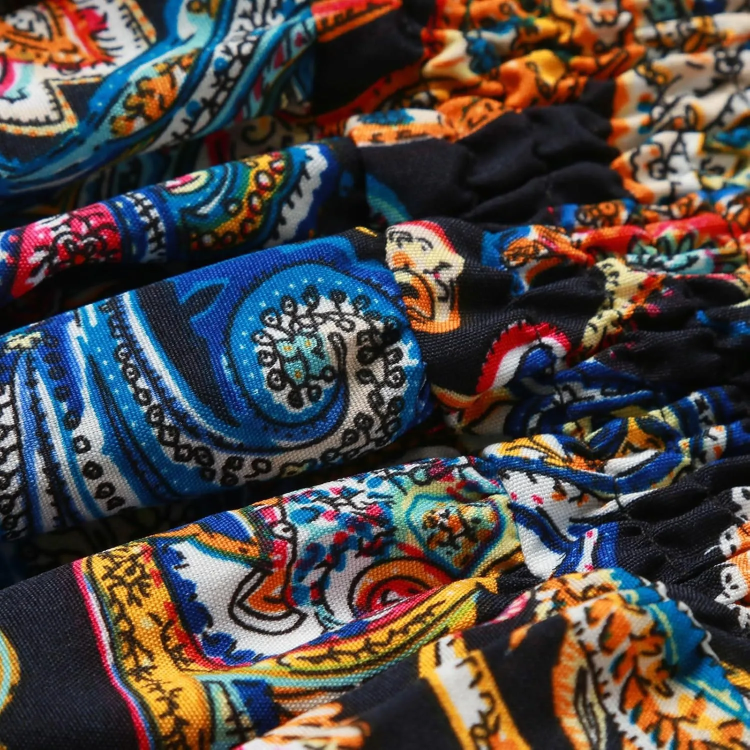 Casual Skirts for Women Summer Vacation Bohemian Aztec Print Pleated High Waist Elastic 2025 Beach Boha Maxi Skirts