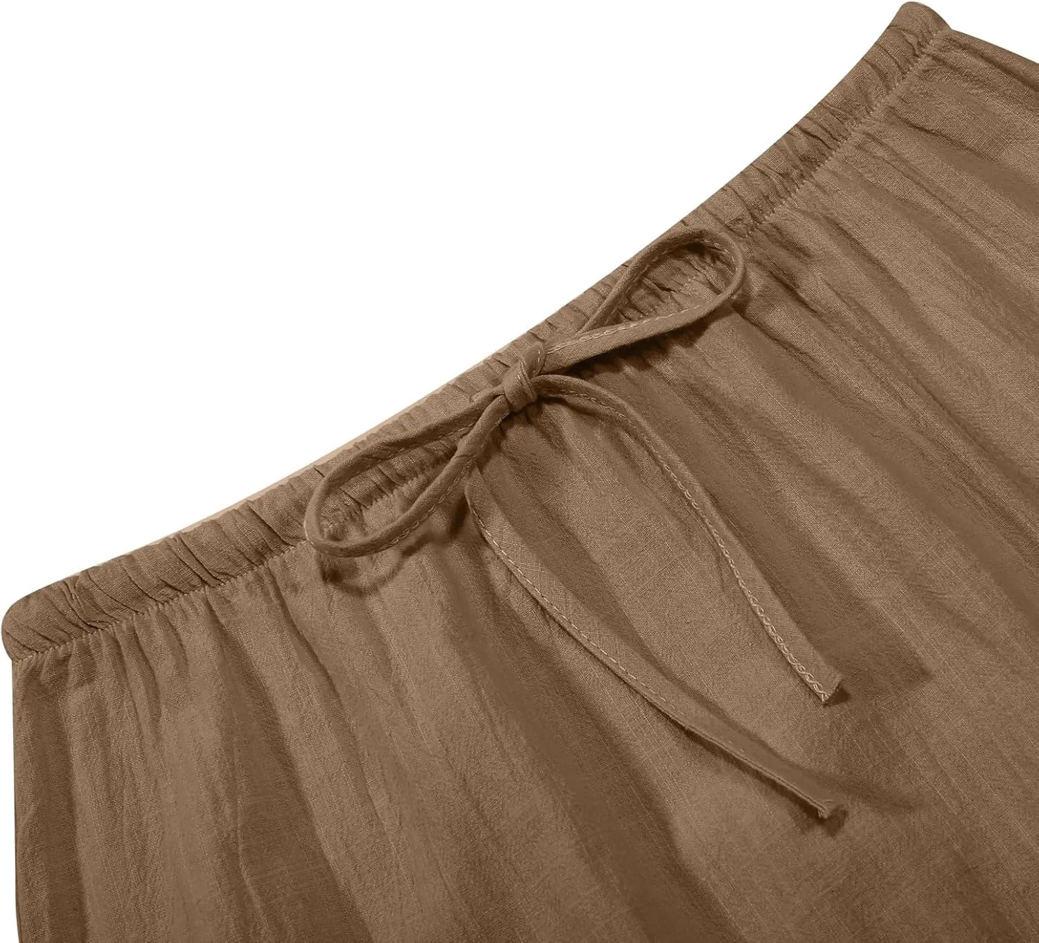 Cotton Linen Maxi Skirts for Women 2025 Summer Drawstring Low Rise A-Line Skirts Casual Loose Flowy Long Beach Skirt