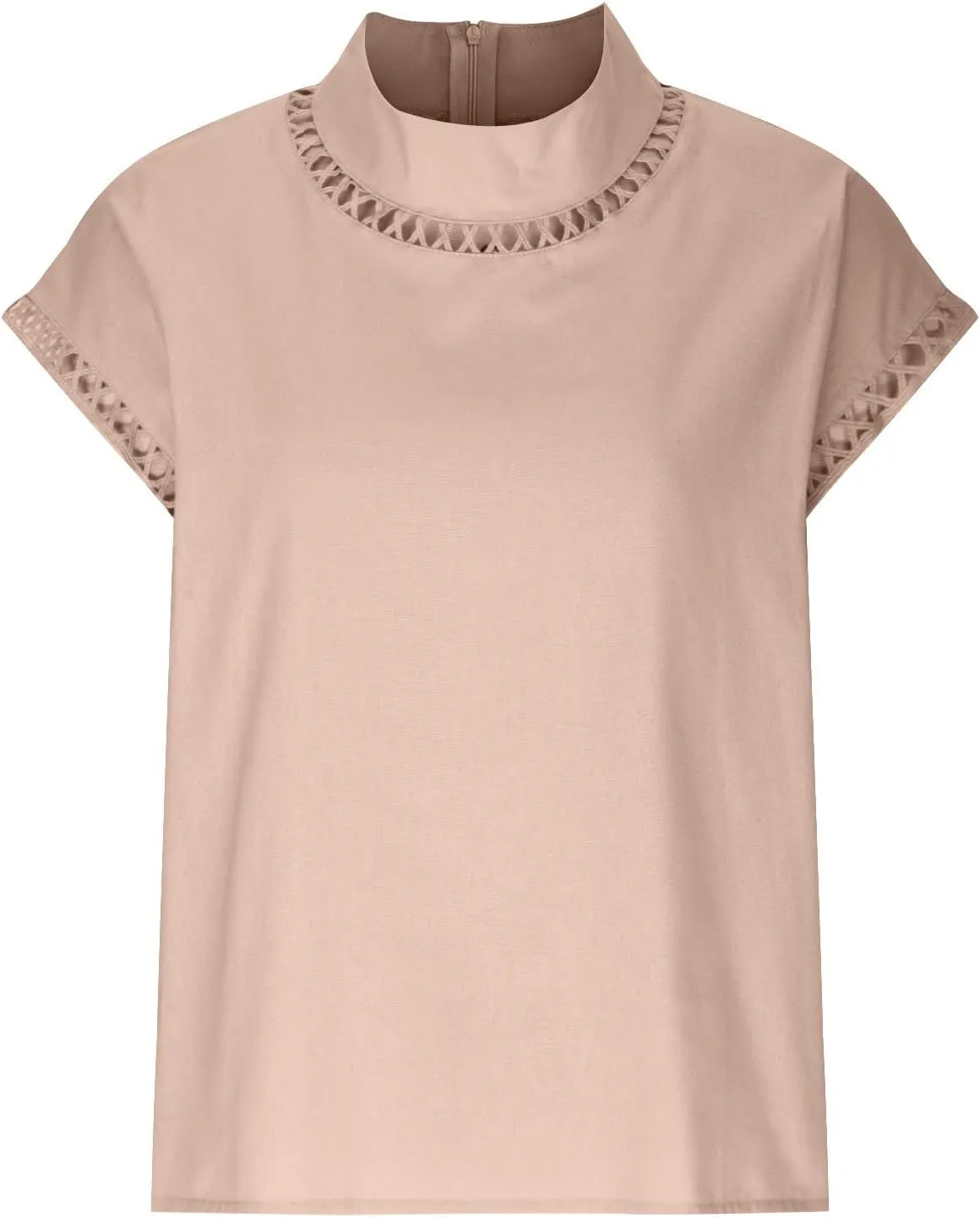 Cotton Linen Tops for Women 2024 Casual Cap Sleeve Summer Shirts Loose High Neck Tshirt Dressy Casual Blouses