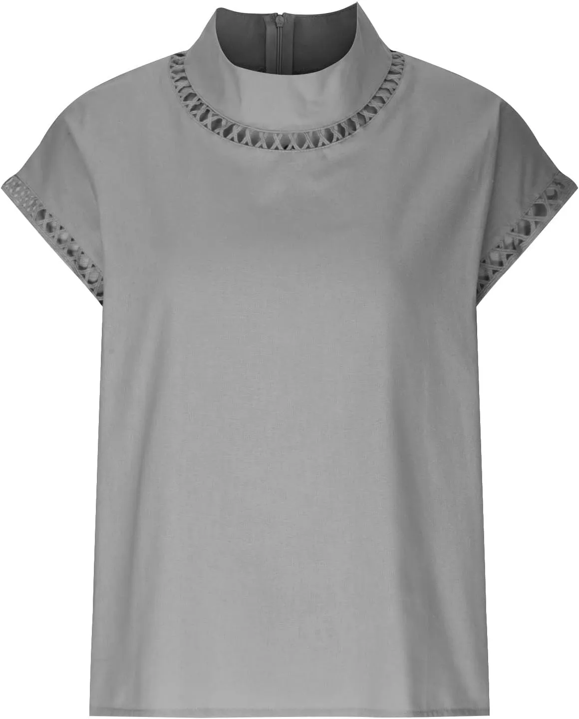 Cotton Linen Tops for Women 2024 Casual Cap Sleeve Summer Shirts Loose High Neck Tshirt Dressy Casual Blouses