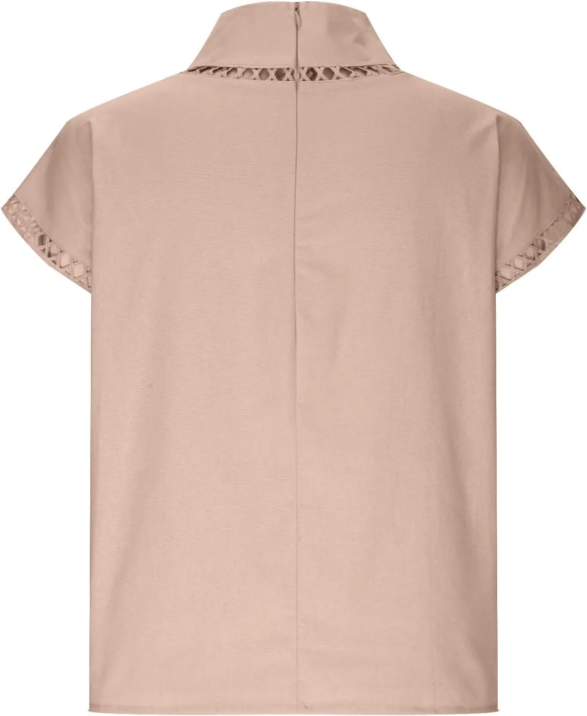 Cotton Linen Tops for Women 2024 Casual Cap Sleeve Summer Shirts Loose High Neck Tshirt Dressy Casual Blouses