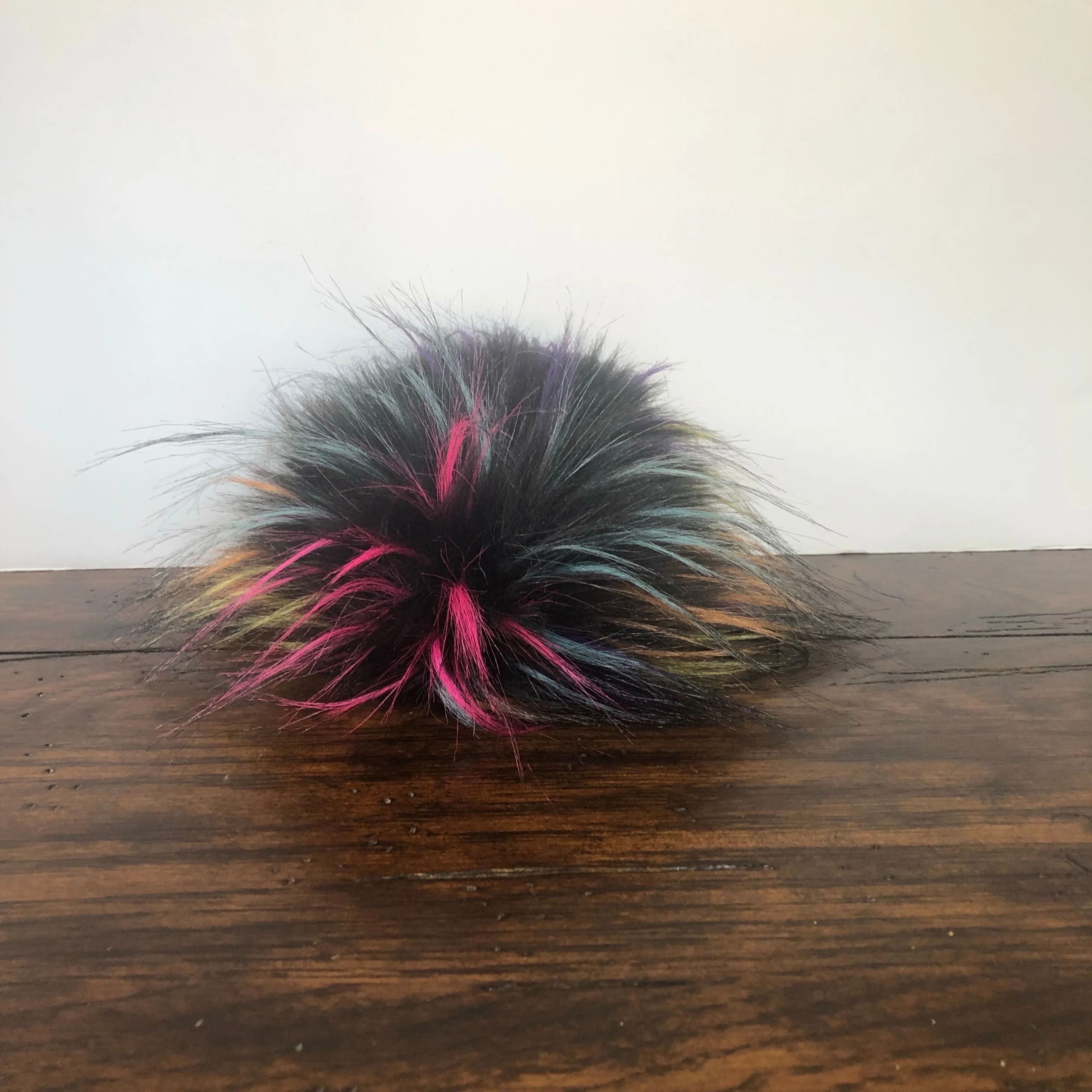 Dark Rainbow Faux Fur Pom Pom