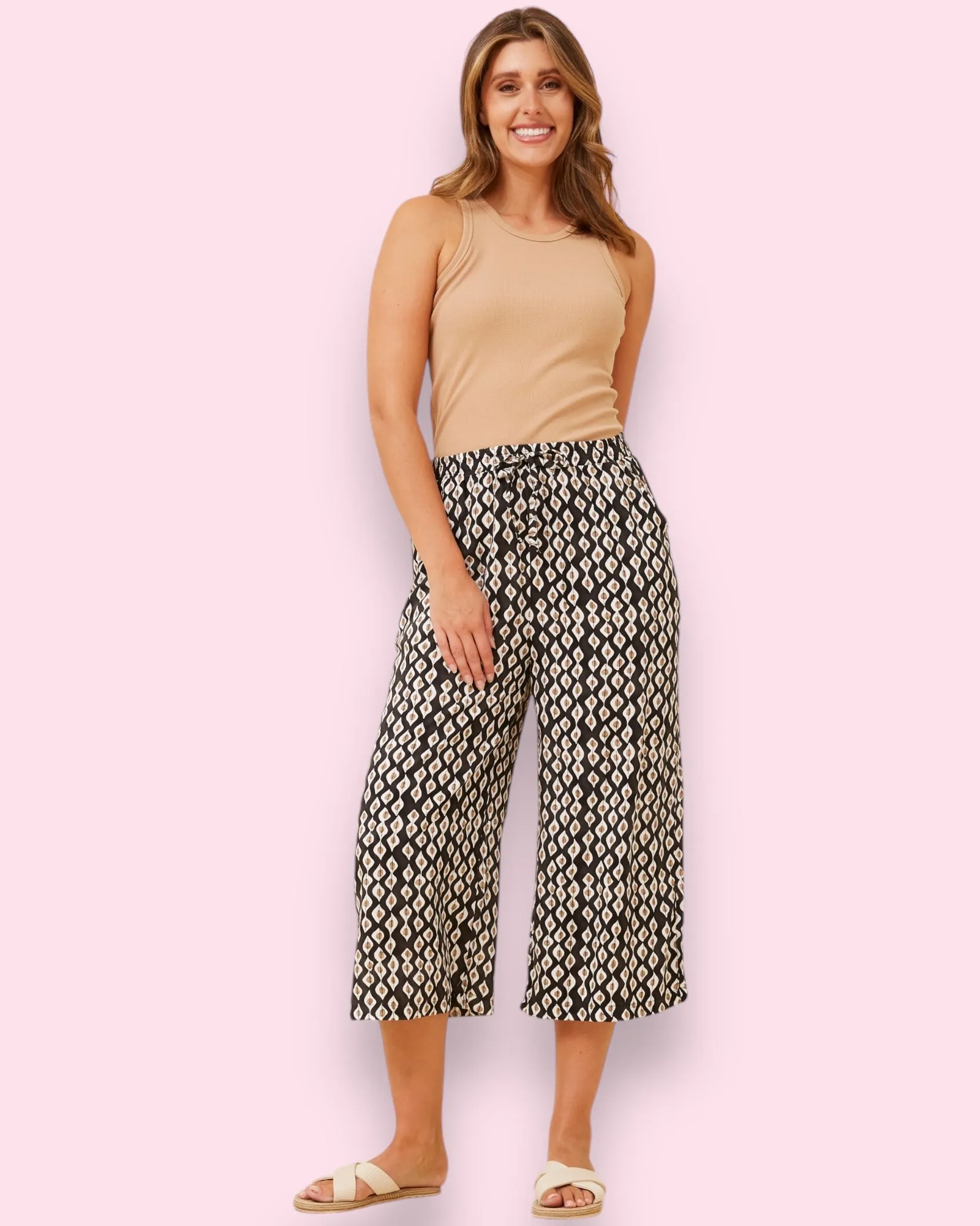 Ebony Printed Pants - Black