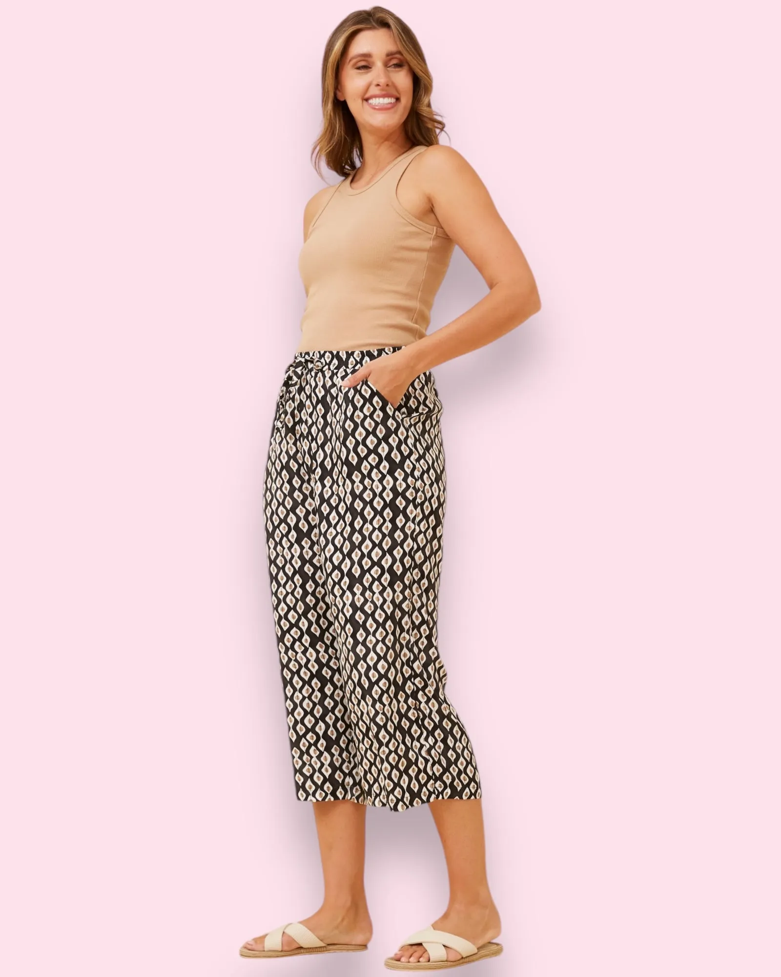 Ebony Printed Pants - Black