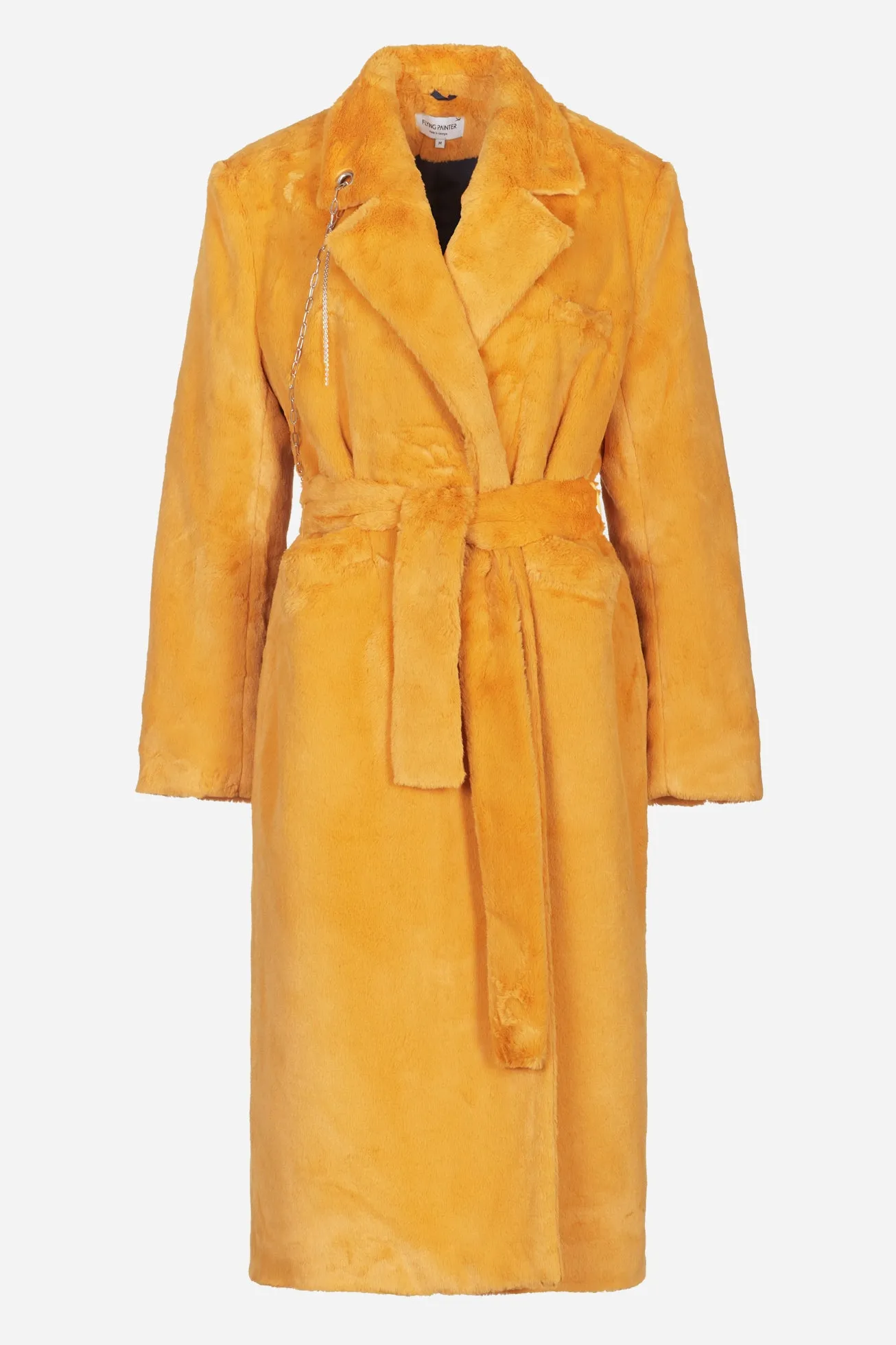 Faux fur coat with chains