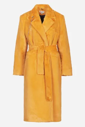 Faux fur coat with chains