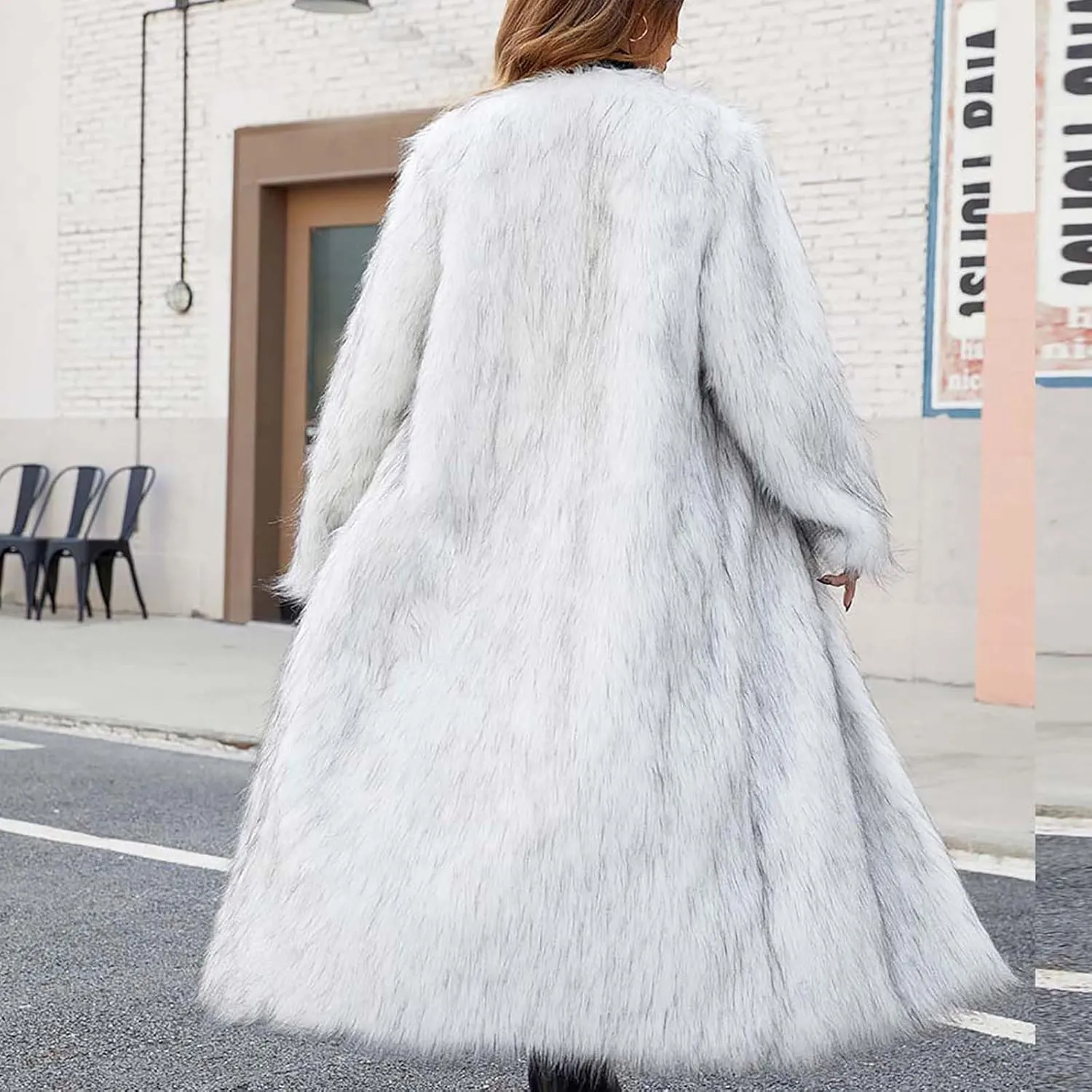 Faux Fur Coats for Women Long Open Front Cardigan Fuzzy Fleece Jacket Warm Winter Coats Fashion Outfits