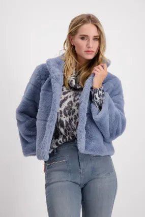 Faux Fur Jacket | Smokey Blue