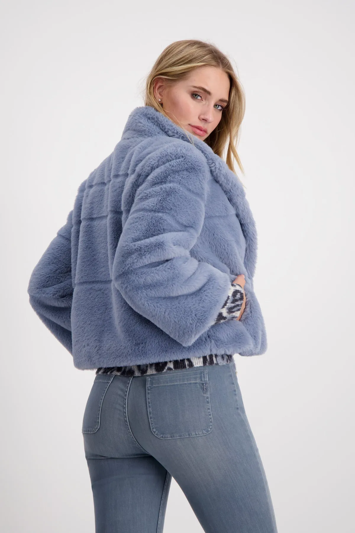 Faux Fur Jacket | Smokey Blue