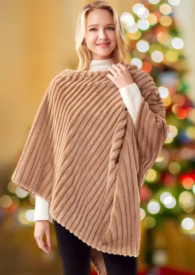 Faux Fur Poncho-Taupe-50% OFF