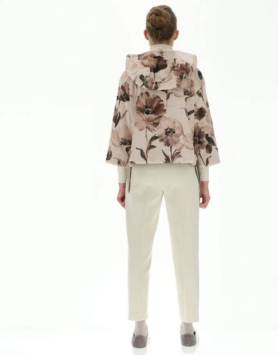Floral Print Faux Fur Cape Jacket