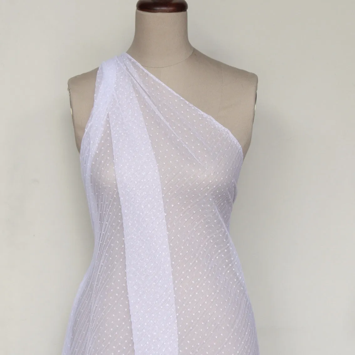 Folded White Spot Pleated Tulle