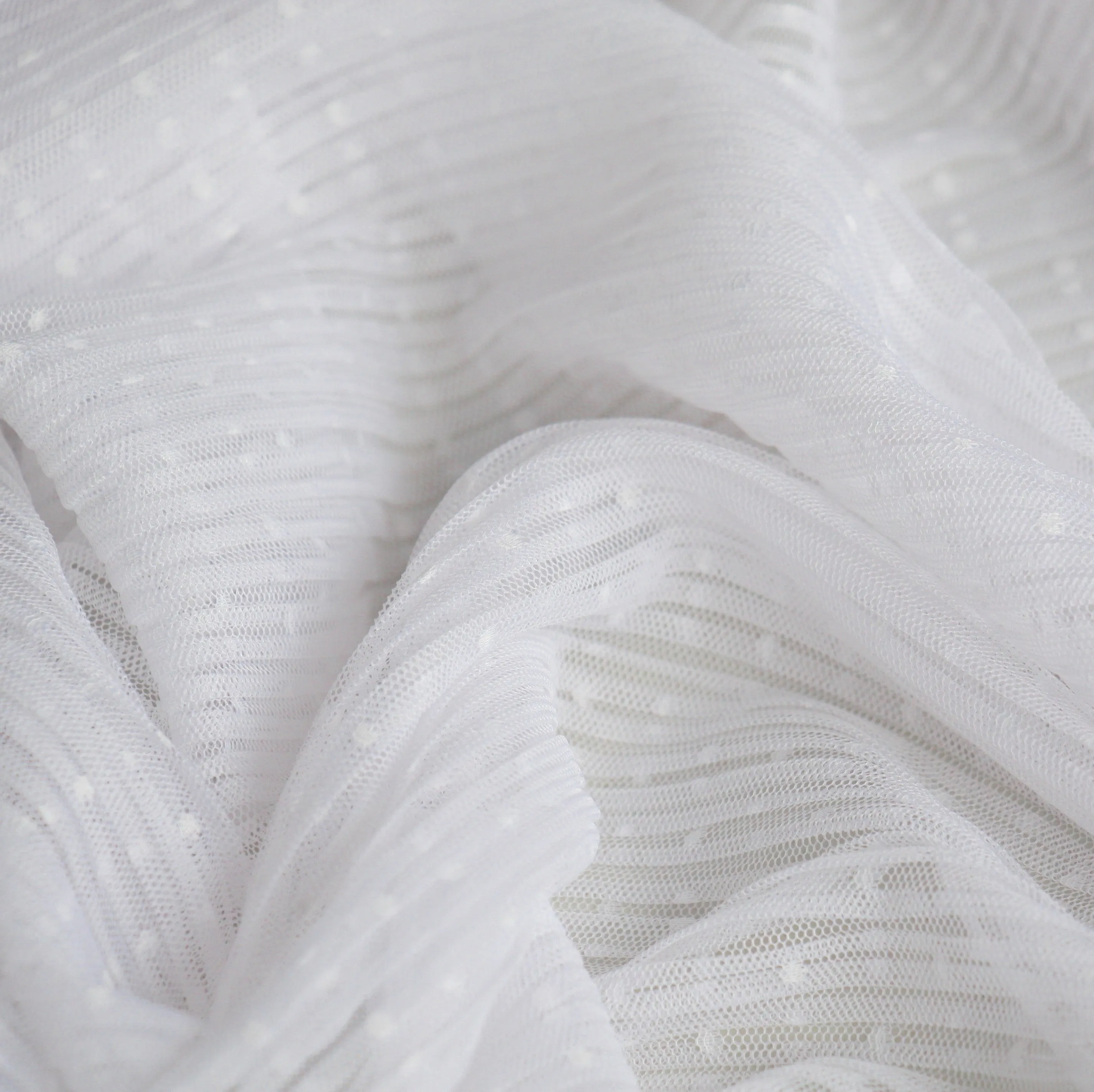 Folded White Spot Pleated Tulle