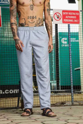 Grey Striped Textured Relaxed Fit All Day Pants