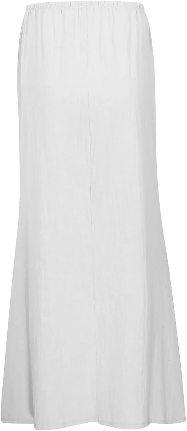 Long Skirt for Summer Casual Slim Fit Stretchy High Elastic Waist Flowy Flare Long Skirts for Women Trendy Clothes