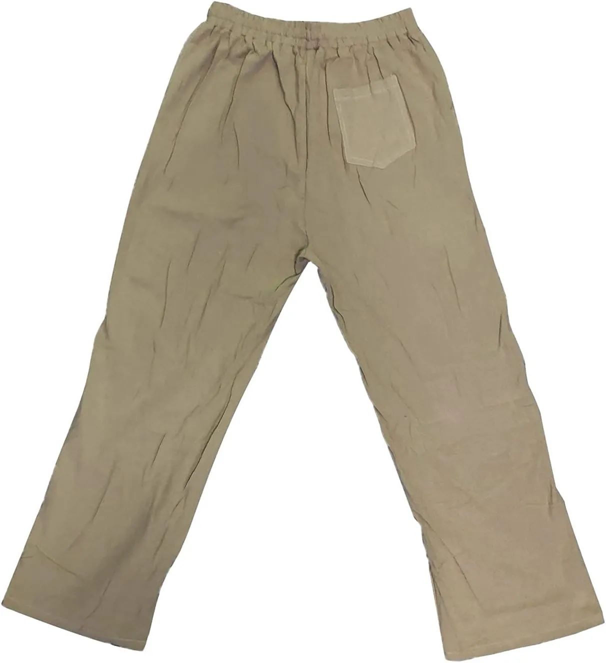 Men Linen Pants Lightweight Casual Relaxed Fit Elastic Waist Breathable Wide Leg Baggy Joggers Trousers