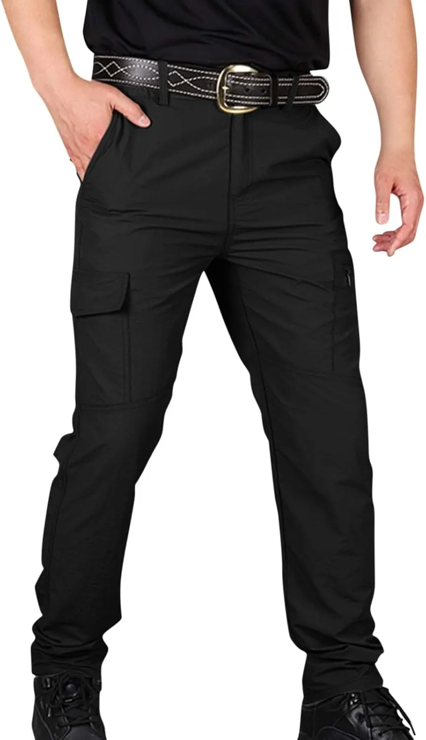 Mencomfy Cargo Pants Waterproof Ripstop Flex Tactic Lightweight Outdoor Hiking Work Pants Relaxed Fit Trousers