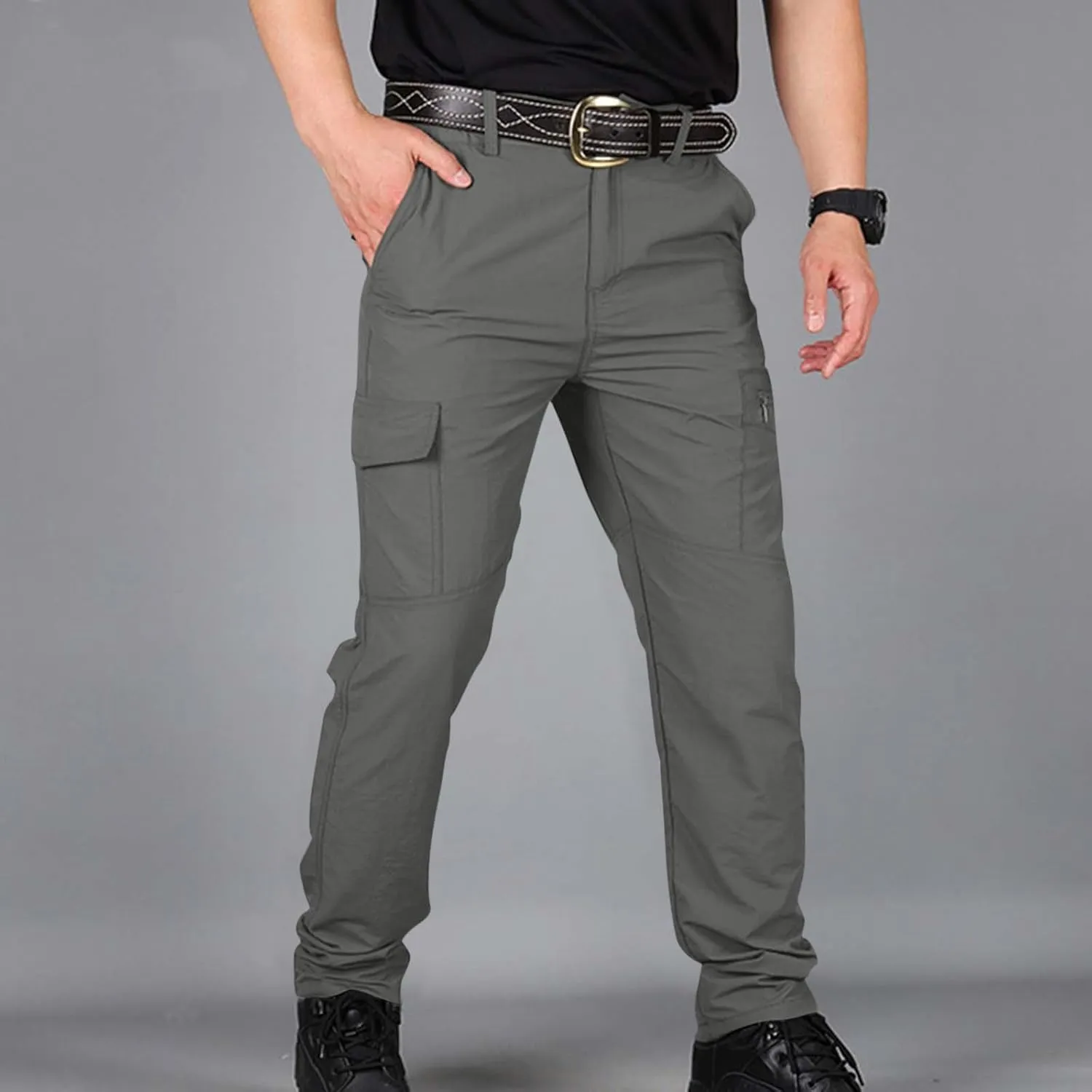 Mencomfy Cargo Pants Waterproof Ripstop Flex Tactic Lightweight Outdoor Hiking Work Pants Relaxed Fit Trousers