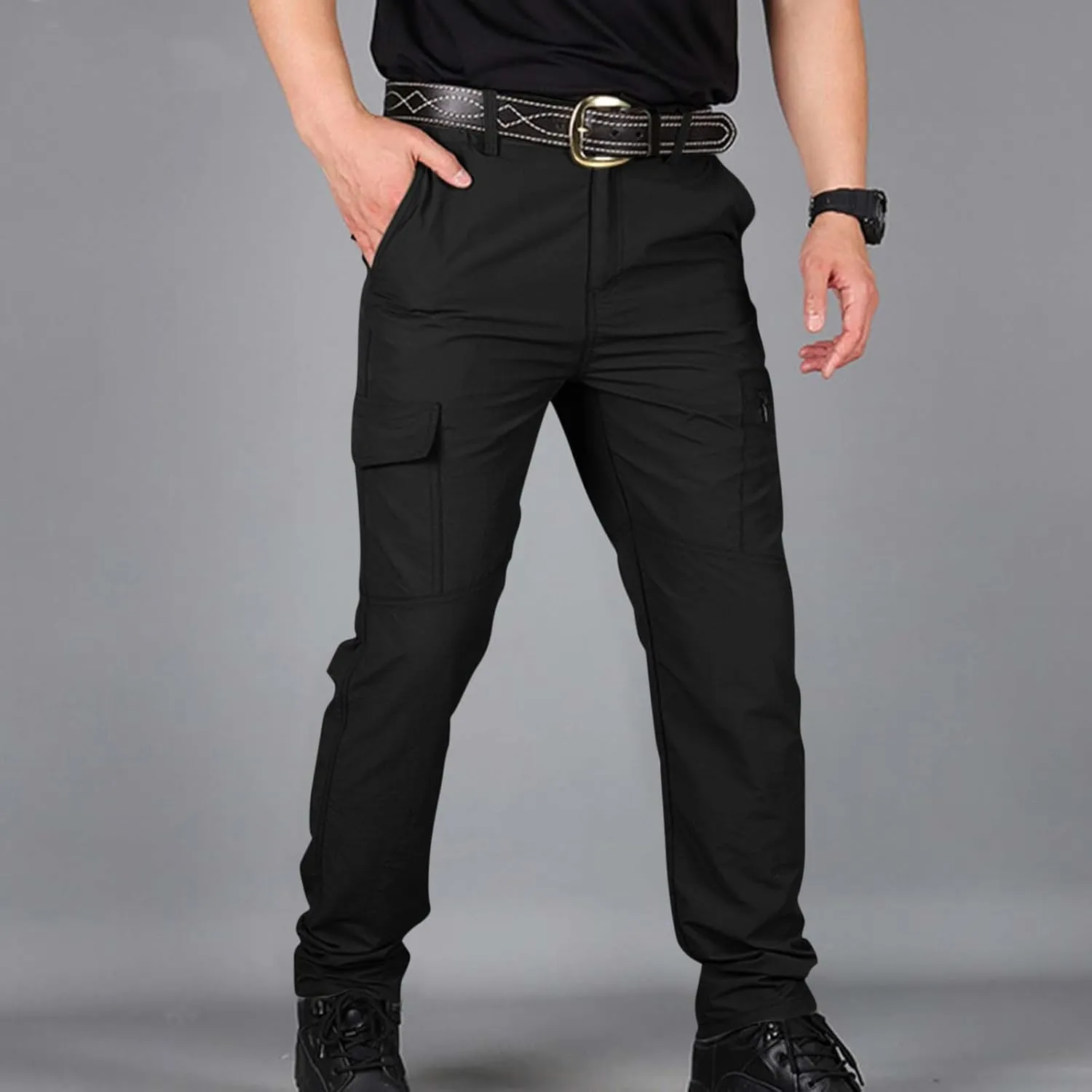 Mencomfy Cargo Pants Waterproof Ripstop Flex Tactic Lightweight Outdoor Hiking Work Pants Relaxed Fit Trousers