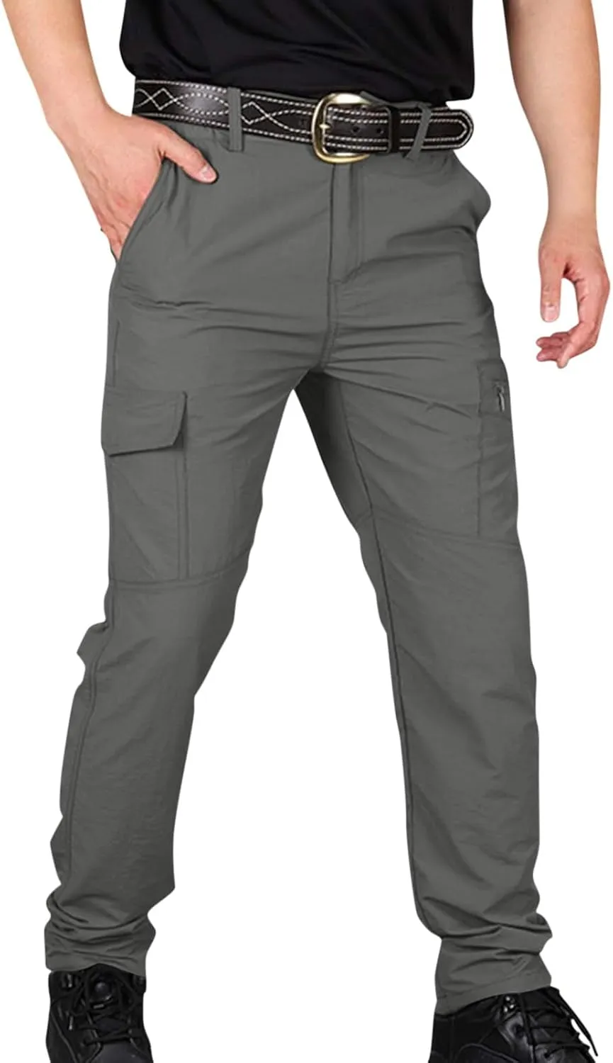 Mencomfy Cargo Pants Waterproof Ripstop Flex Tactic Lightweight Outdoor Hiking Work Pants Relaxed Fit Trousers