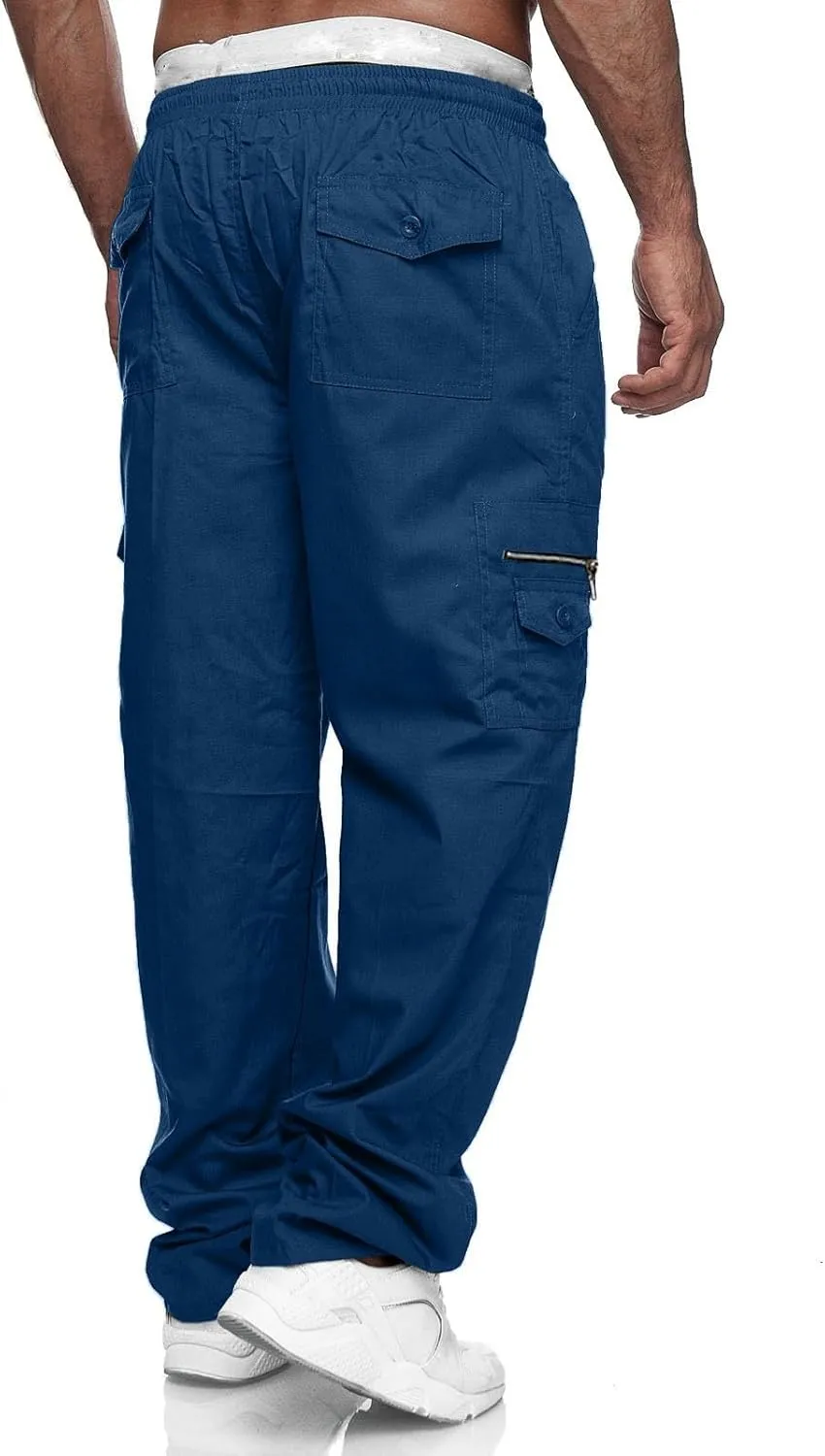 Men's Cargo Pants Jogger Hiking Sweatpants Casual Athletic Outdoor Cotton Trousers Relaxed Fit with Pockets