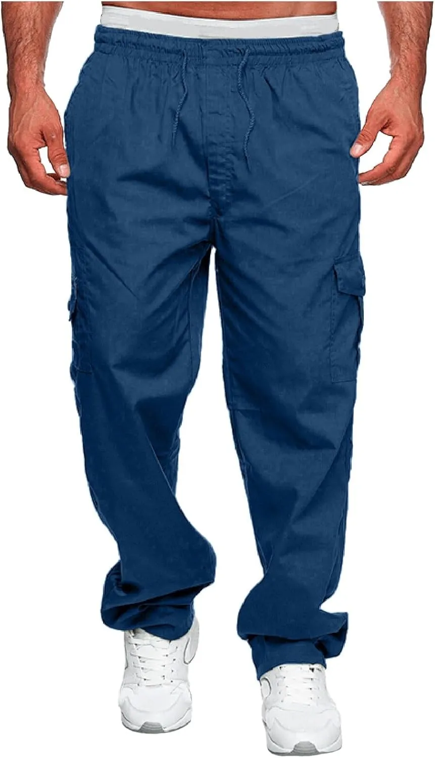 Men's Cargo Pants Jogger Hiking Sweatpants Casual Athletic Outdoor Cotton Trousers Relaxed Fit with Pockets