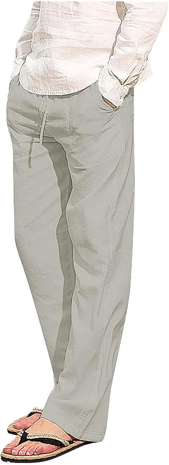Mens Casual Cargo Pants Elastic Waist Stretch Drawstring Relaxed Fit Tactical Work Joggers Pants, S-5XL