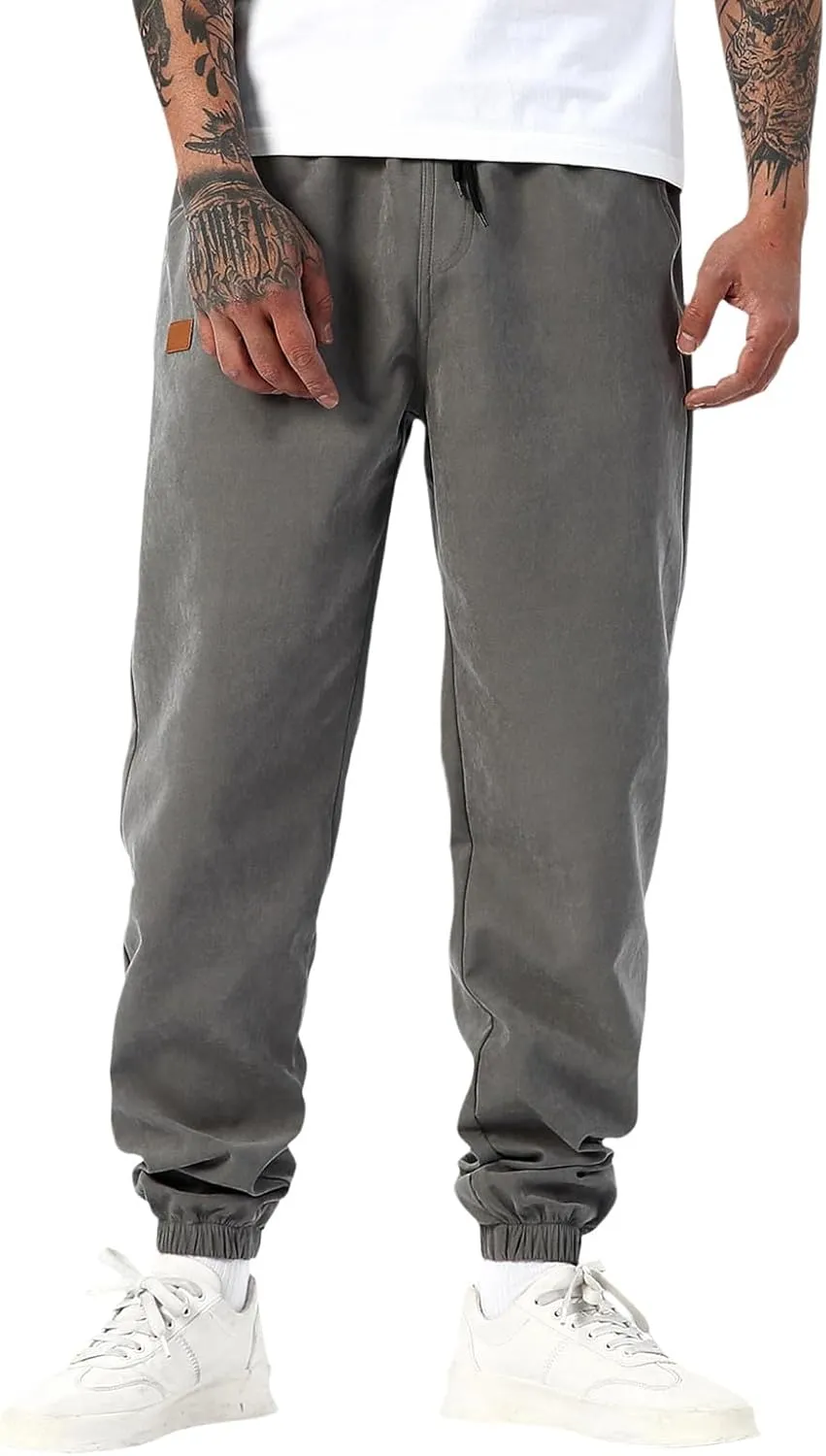Men's Pants with Multi Pockets Drawstring Tactical Joggers Relaxed Fit Hiking Stretch Casual Sweatpants Cargo Workout