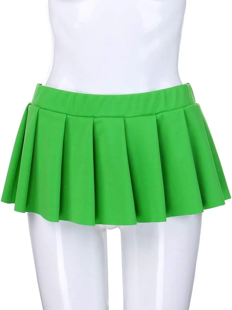 Micro Mini Skirts for Women Pleated Low Rise Tennis Skater Skirt Sexy Festival Clubwear Trendy Skirts