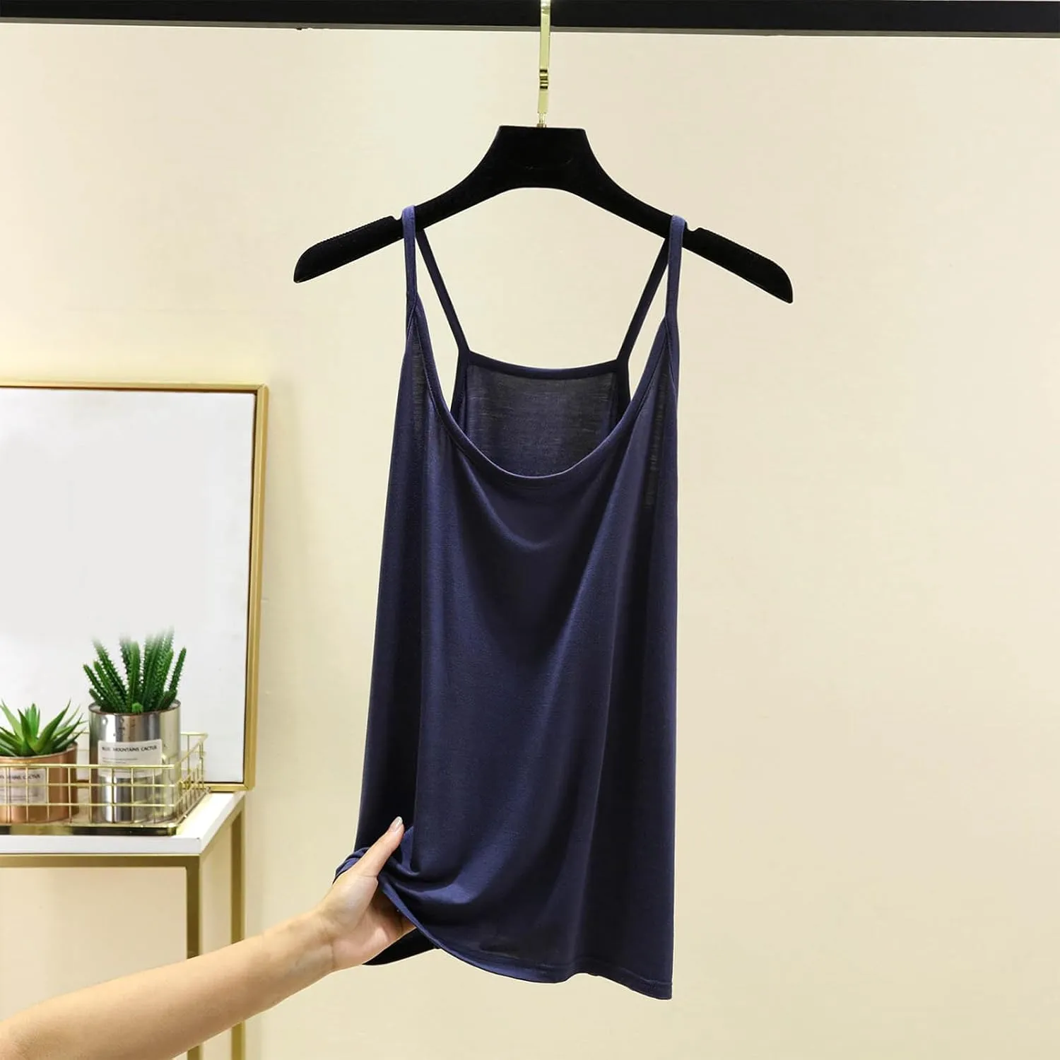 Oplxuo Women Camisole Spaghetti Strap Tank Top Casual Loose Layering Cami Undershirt for Yoga