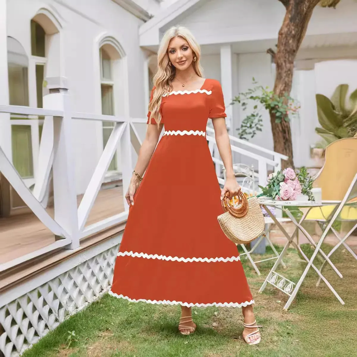 Square Neck Cocktail Dress for Formal Events