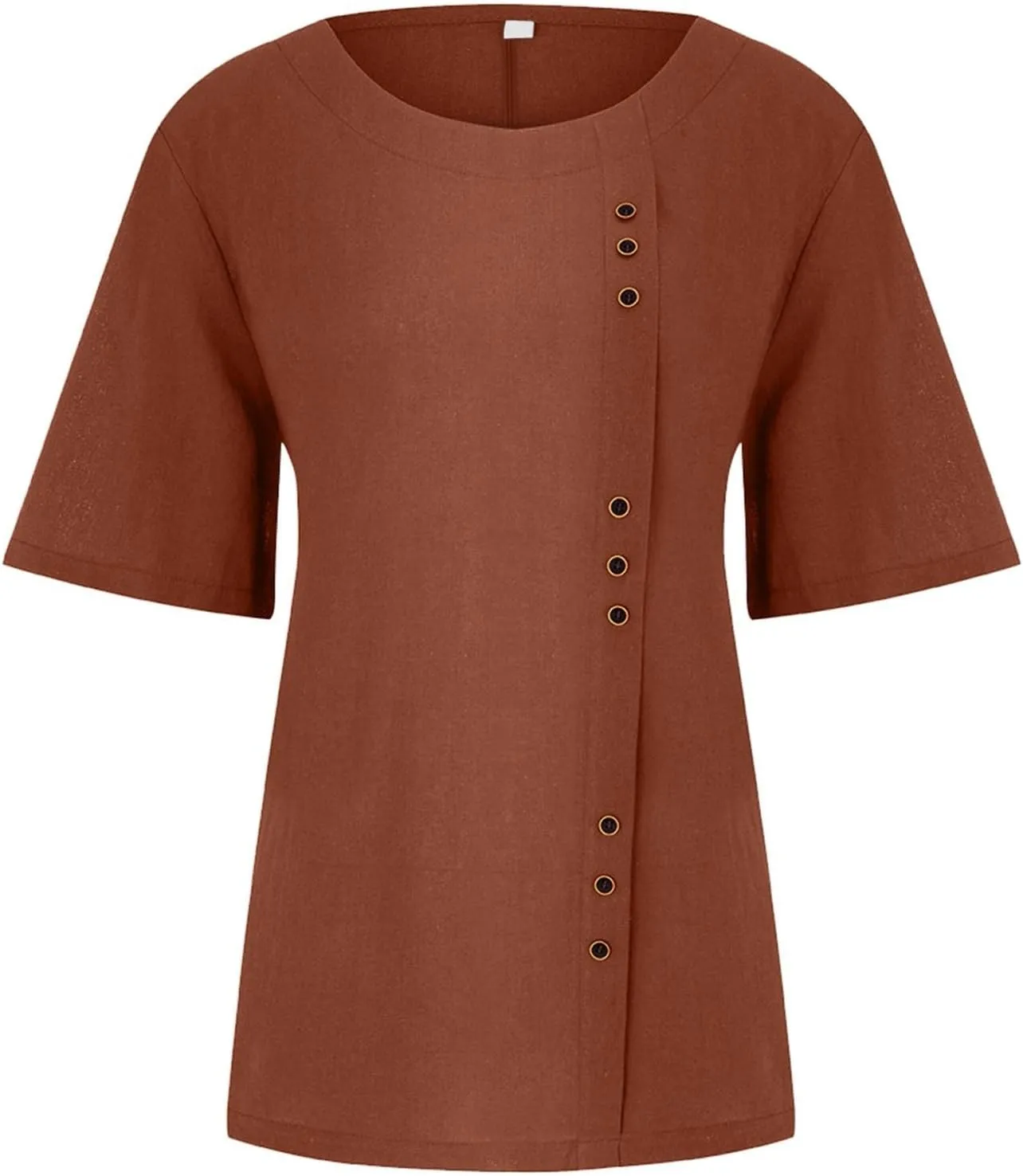 Summer Going Out Tops for Women 2025 Short Sleeve Crewneck Lined Casual Shirts Plus Size Button Down Solid Blouses