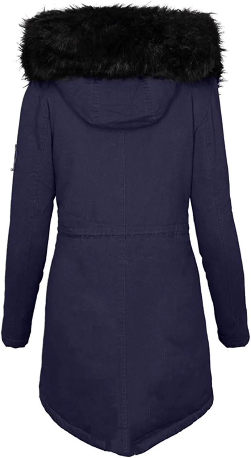 Trench Coat for Women Simple Fashion Hood Long Sleeve Quilted Jacket Slim Fit Button Zip Overcoat 2024 Winter Outwear