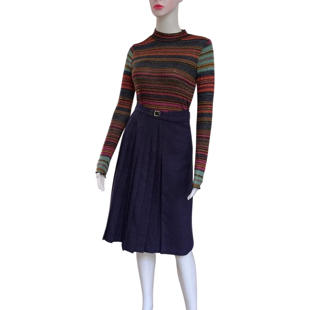 Vintage 1970s Pleated Wool Wrap Skirt