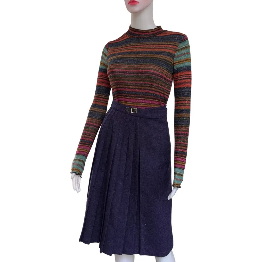 Vintage 1970s Pleated Wool Wrap Skirt