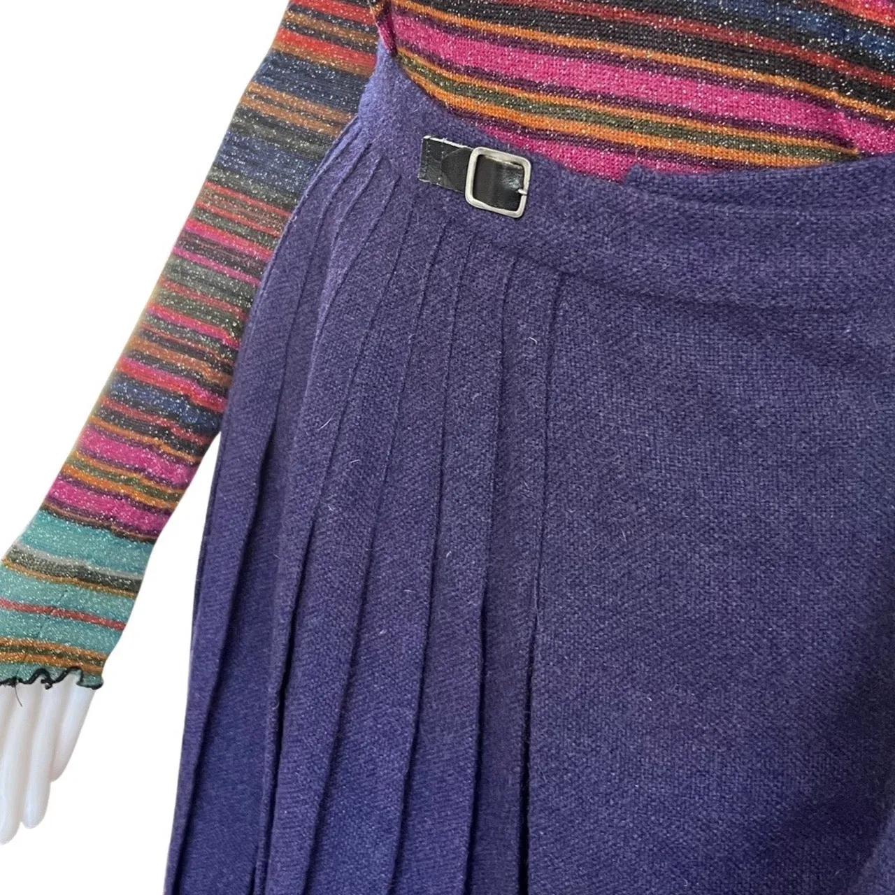 Vintage 1970s Pleated Wool Wrap Skirt