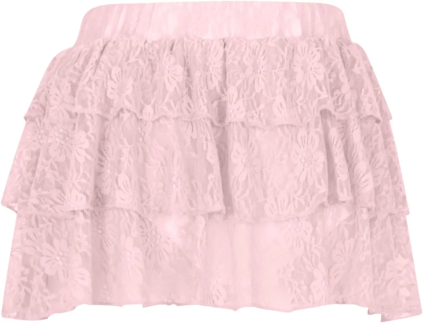 Women Ruffle Mini Skirts Summer Layered Skirt High Waist Tiered Skirt Lace Pleated Skirts Cute Flowy Skirt Streetwear
