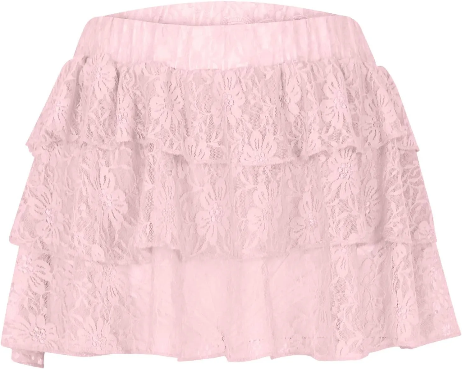 Women Ruffle Mini Skirts Summer Layered Skirt High Waist Tiered Skirt Lace Pleated Skirts Cute Flowy Skirt Streetwear
