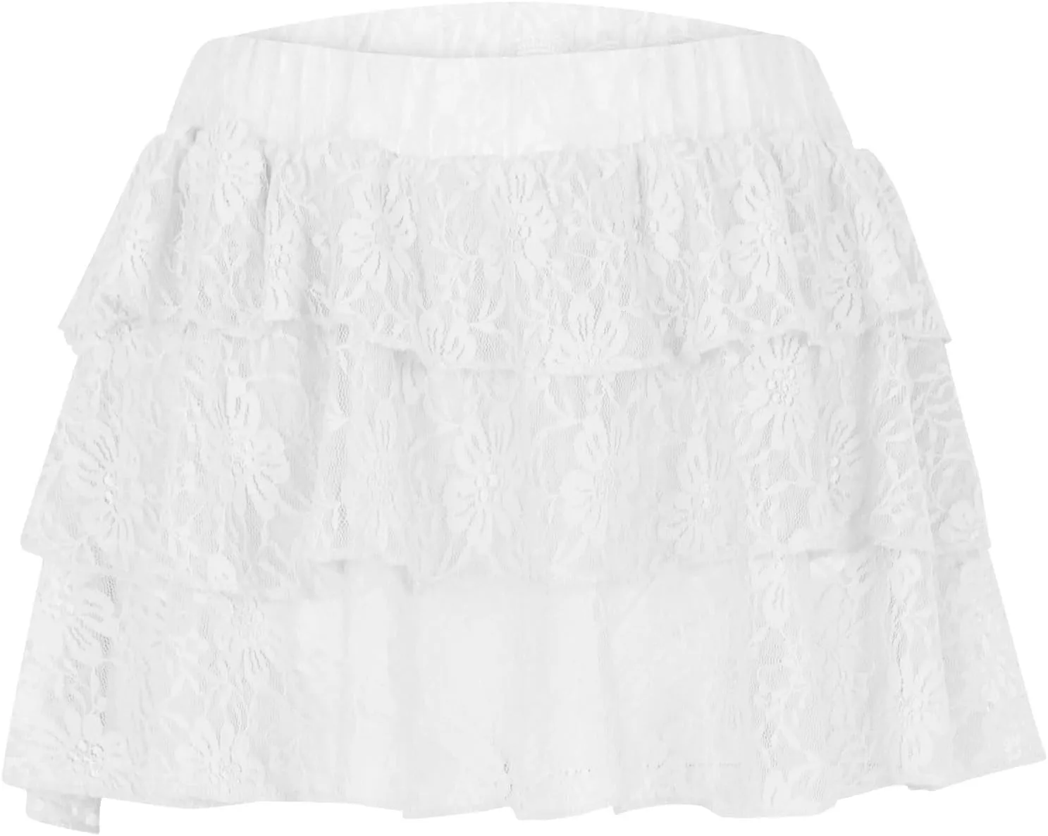 Women Ruffle Mini Skirts Summer Layered Skirt High Waist Tiered Skirt Lace Pleated Skirts Cute Flowy Skirt Streetwear